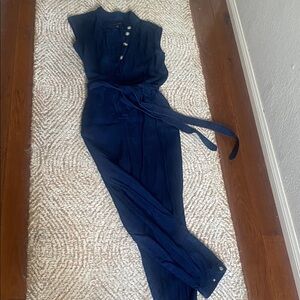 Banana Republic Navy button front soft cap sleeves romper with Belt